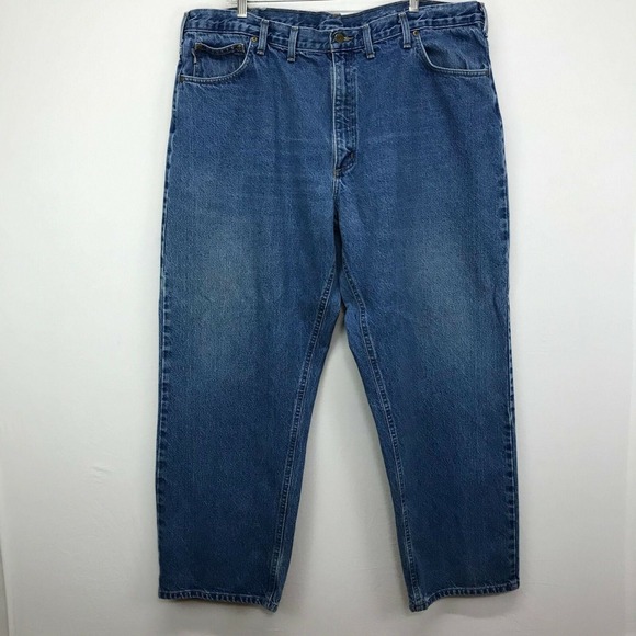 Carhartt Other - Carhartt Jeans Mens 44x32 Blue Denim Loose Fit Distressed  100% Cotton B167 DST
